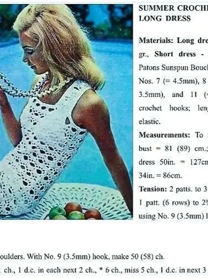 Dress crochet, long short dress, crochet tunic, women ladies lace dress pdf instant download