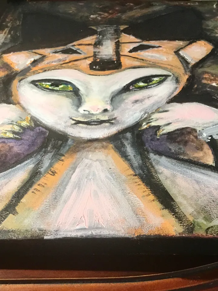 Woman fennec fox,original mix media painting on canvas,one of a kind,fantasy woman painting,one of a kind home decoration