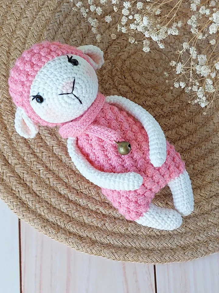 Crochet pattern lamb Shelli in English. Soft toy pattern. Amigurumi crochet pattern. Crochet baby doll pattern. Pattern