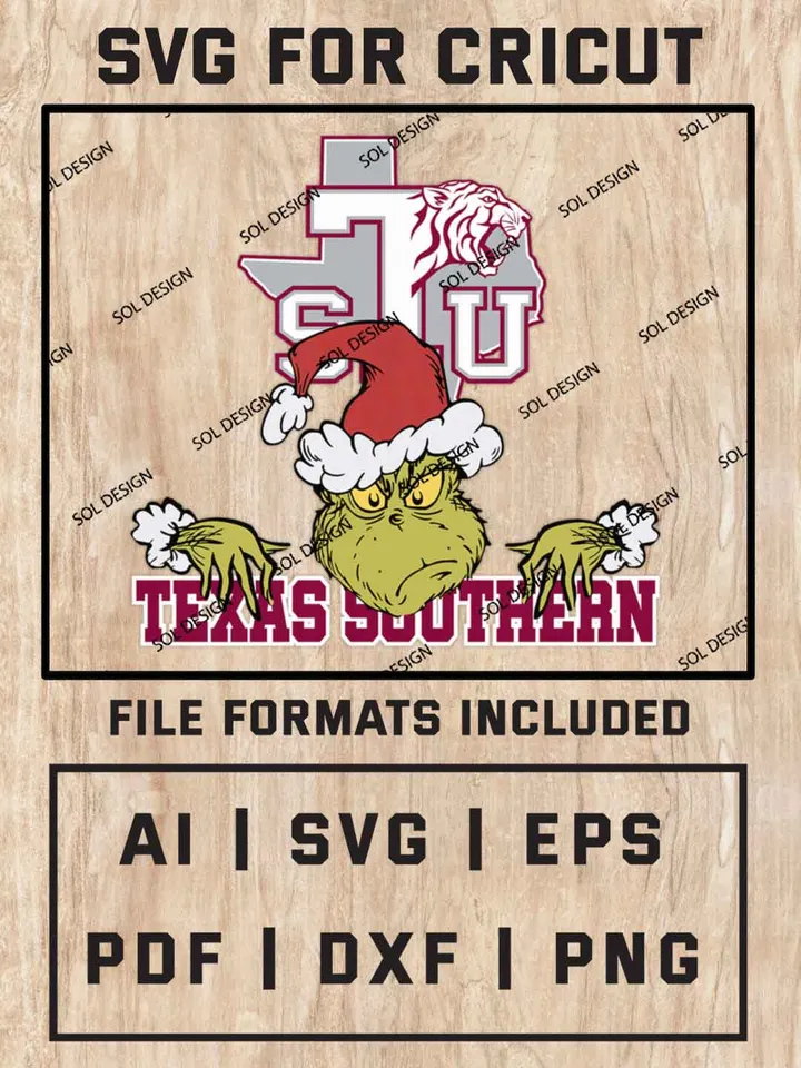 Grinch Texas Southern Tigers SVG, NCAA SVG Design, NCAA TSU Tigers SVG, NCAA Tigers Cricut, Christmas Svg, Grinch svg, Digital Download