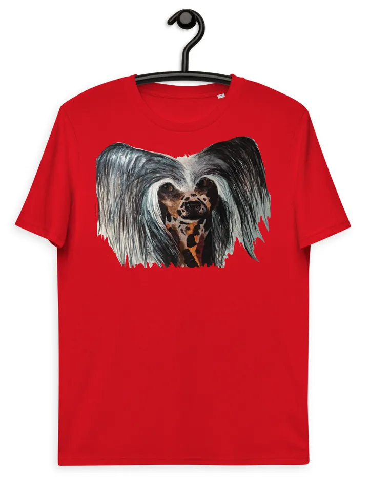 Chinese crested dog Unisex organic cotton t-shirt made with my own design,original watercolor chinese dog painting,funny animals gifts.