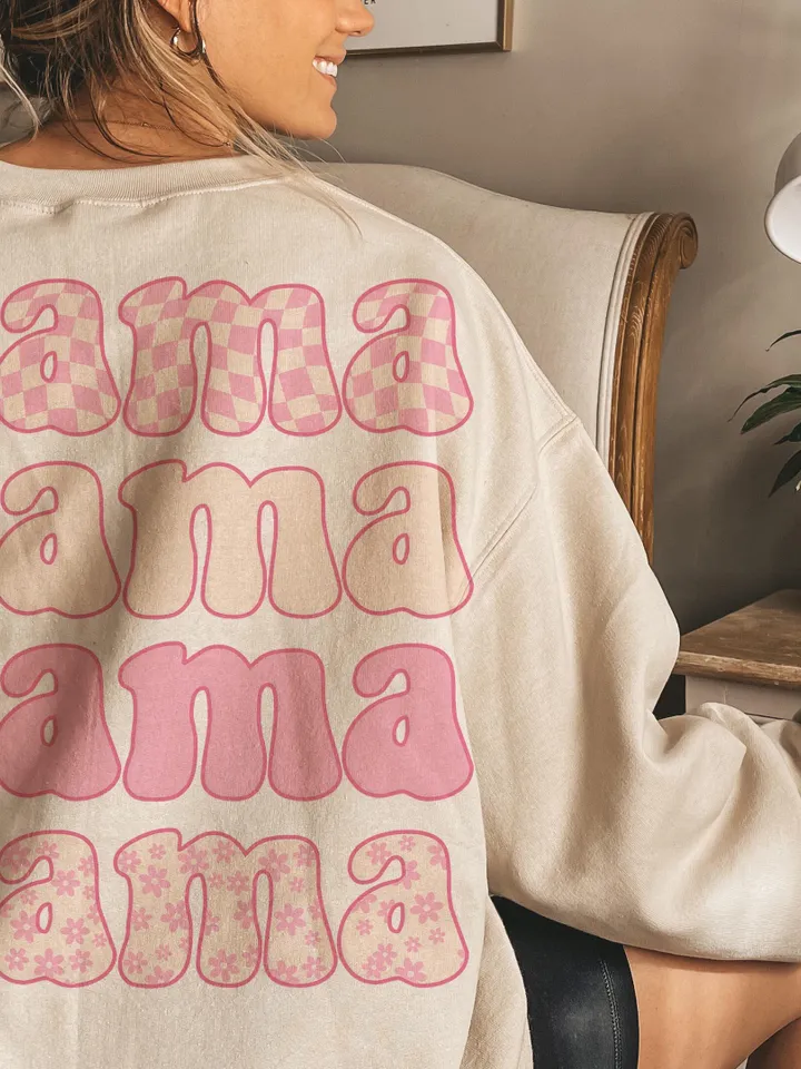 Pink Retro Mama PNG, Sublimation Png, Daisy Floral Mama Png, Mom Png, Mama T Shirt Design, Sublimation Design, Mother's Day Png, Digital