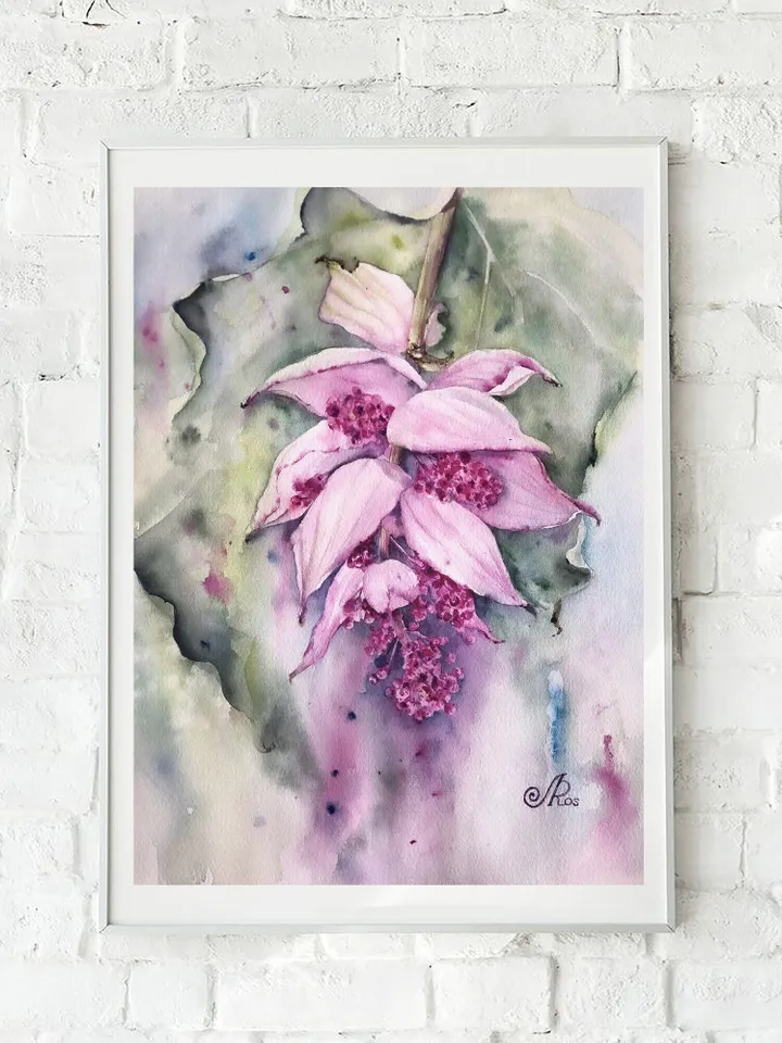 Flowers Original Painting Tropical Floral Watercolor Bouquet Painting