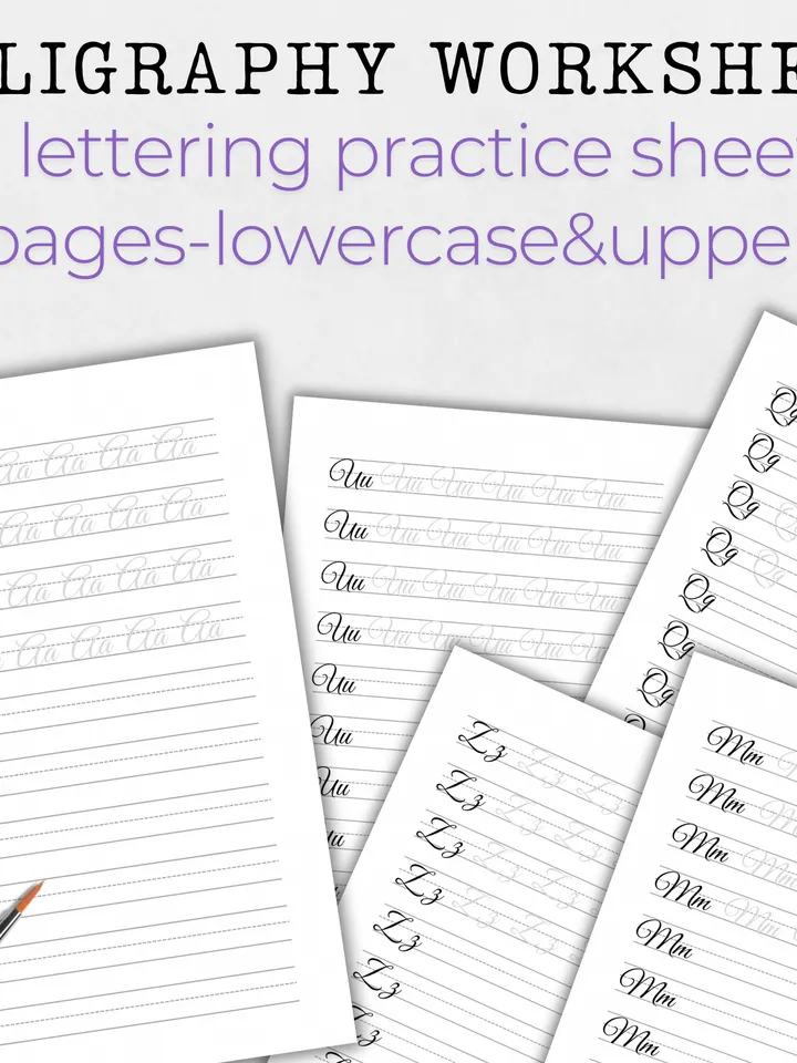 Calligraphy Practice Sheet Templates, Modern Calligraphy,Printable Hand Lettering Worksheet, Brush Lettering Practice