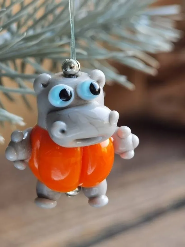 Hippo gifts Hippo ornament Hippo miniature Hippo figurine Hippo art Hippo Christmas Hippopotamus statues Begemoth figurine Glass hippo