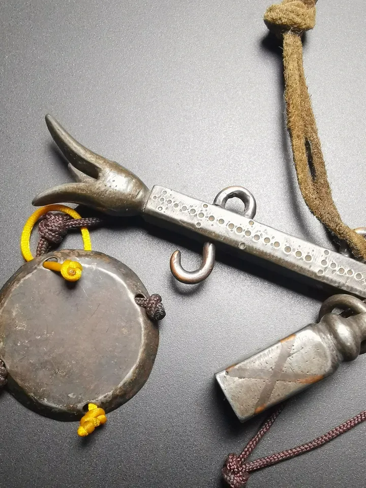Gandhanra Handmade Tibetan Steelyard Balance,steelyard, or stilyard,Tibetan Tool Ornament, Made of Thunder Iron,Copper Wire Inlay