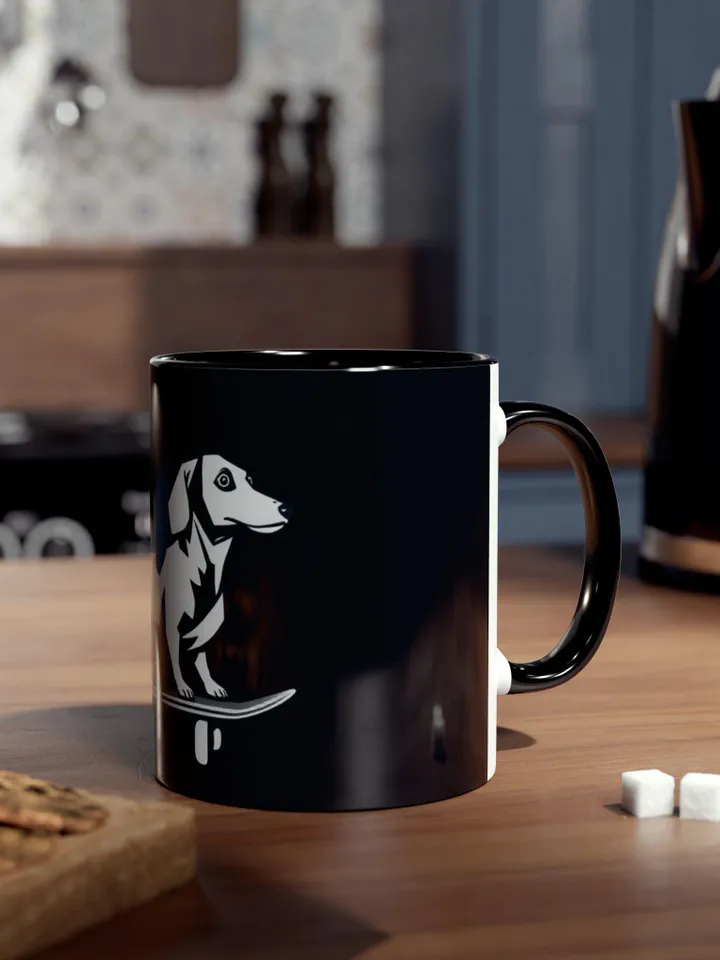 Skateboarding Dog Mug | Two-Tone 11oz Coffee Mug, Unique Pet Lover Gift, Dog Mom Gift, Funny Mugs for Dog Lovers, Perfect for Birthdays