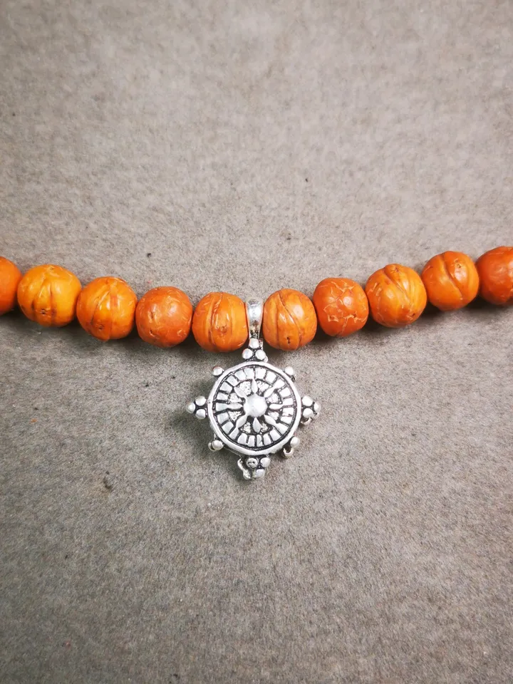 Gandhanra Handmade Buddhist Mala Counter Clip,Bum Counter Clip for Prayer Beads,Dharmachakra / Prayer Wheel Shape,Mala Accessories