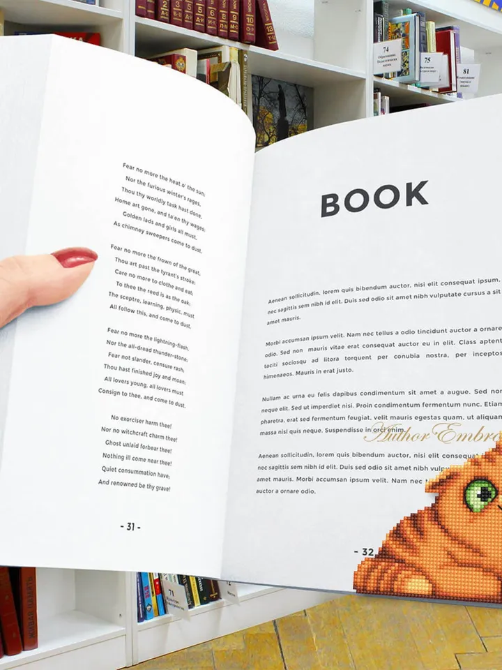 Orange cat Corner bookmark cross stitch pattern PDF download Cat cross stitch chart, Cat bookmark pattern digital PDF, Cat lover gift #B422
