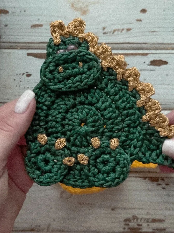 Crochet pattern dragon coaster PDF Digital instant download, Video tutorial, Storage organization, Christmas ornament, Table decor, holster