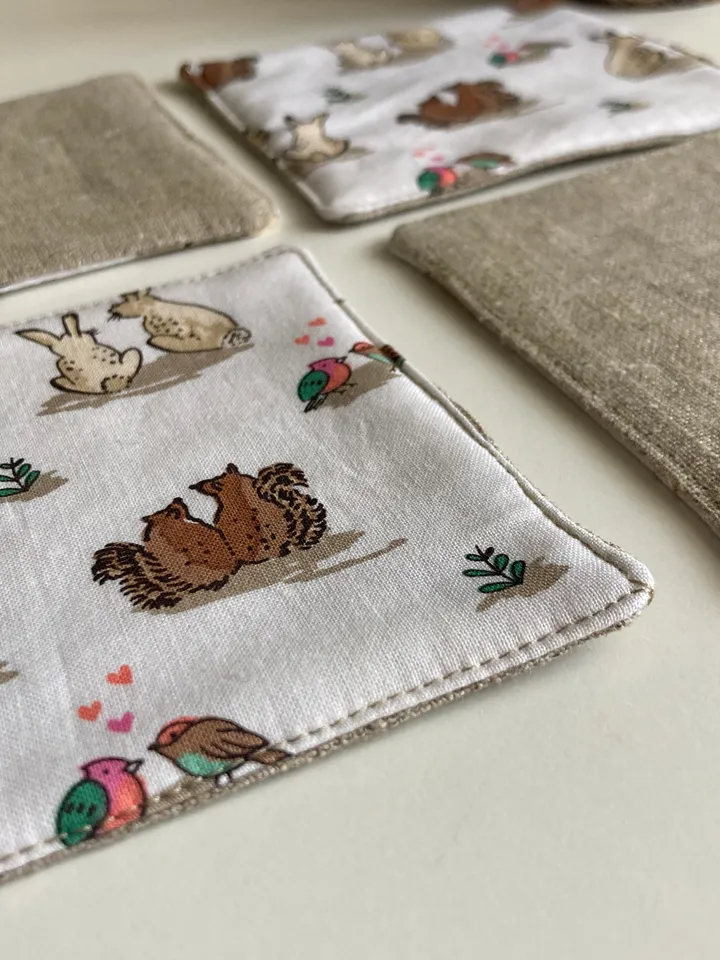 Easter coasters Set of 6 Linen-cotton coasters 4.5'' x 4.5''