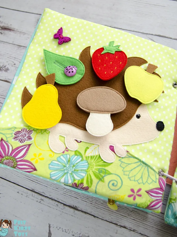 Hedgehog, quiet book page, 20x20 cm, PDF sewing pattern, SVG file