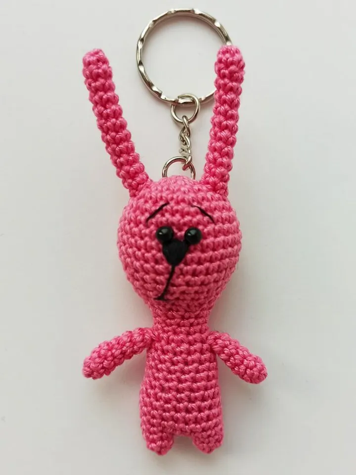 Crochet keychain bunny, cute charm for bag, rabbit symbol year, Xmas gift