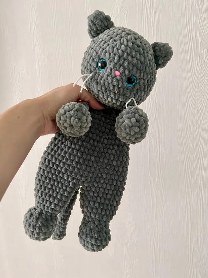 Crochet cat snuggler Baby lovey Cat toy plushie for kids