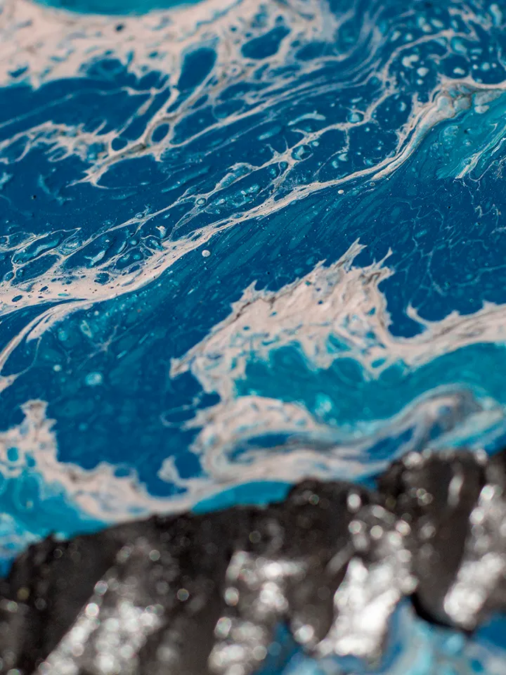 Waterscape wall art | Modern Abstract Sea Painting | 3D Effect Acrylic Art on MDF Board | Handmade Artwork | Blue Square painting | Coral Reef painting