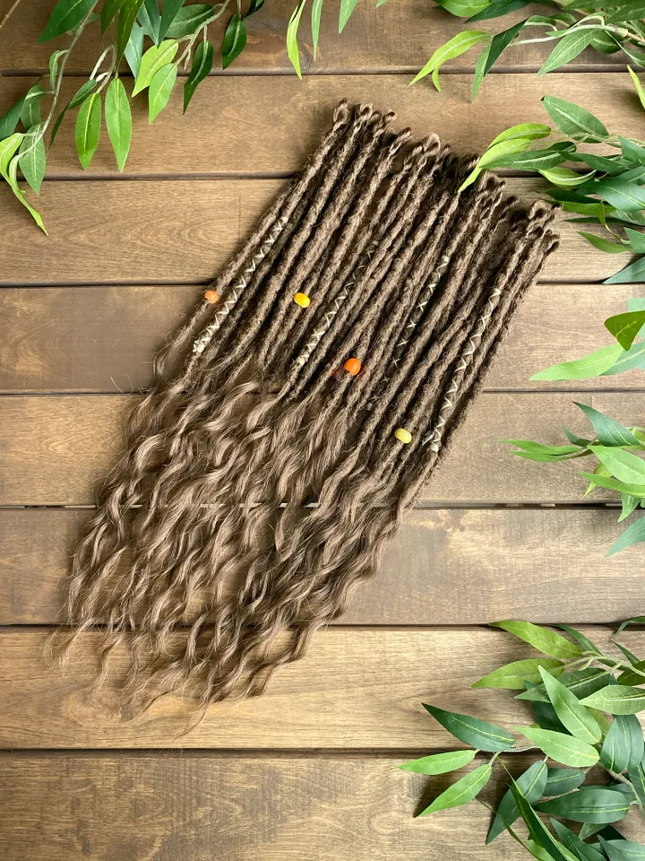 Brown synthetic crochet curly Se dreads ready to ship