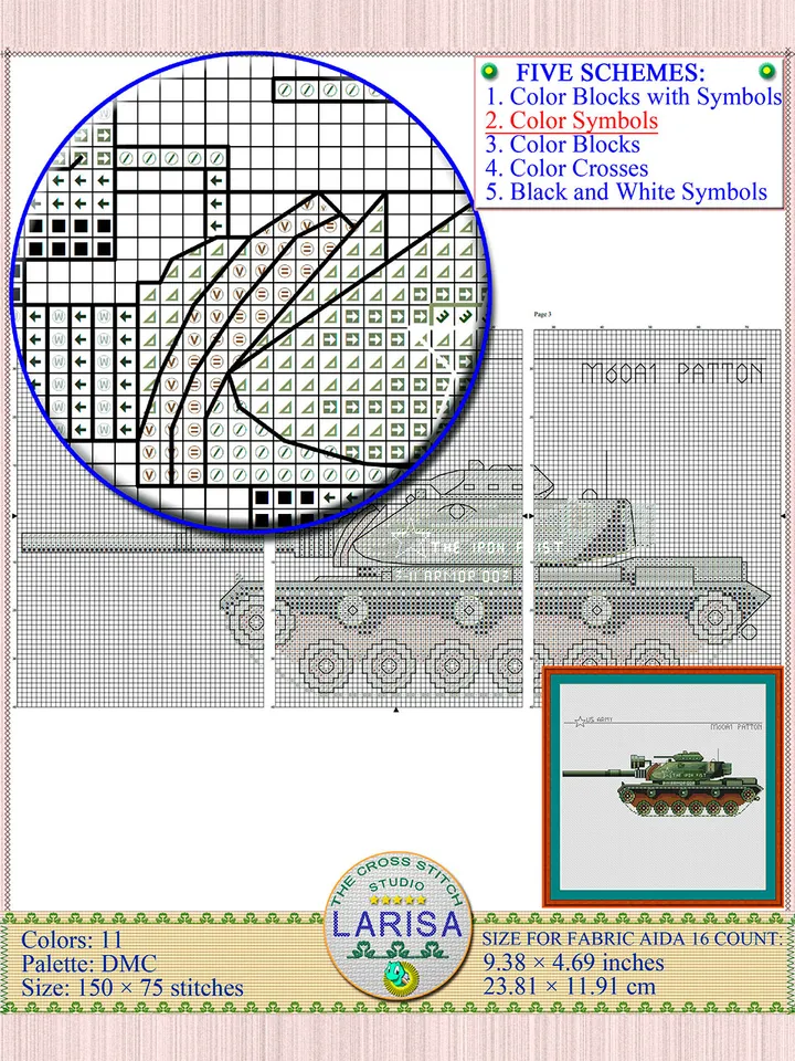 M60 Patton Cross Stitch Pattern | The M60 Patton Main Battle Tank