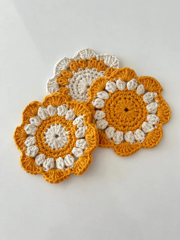 Coaster crochet pattern, flower coaster crochet,  tea coaster, easy coaster pattern pdf