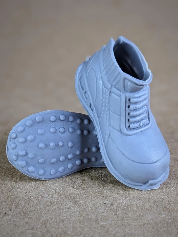 Gray lace-up boots for wide feet for 1/6 scale male dolls