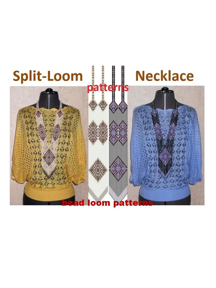 Bead loom patterns, Gerdan-Split-Loom Necklace, Beaded Sautoirs, Beading Loom only Pattern, Instant Download, PDF