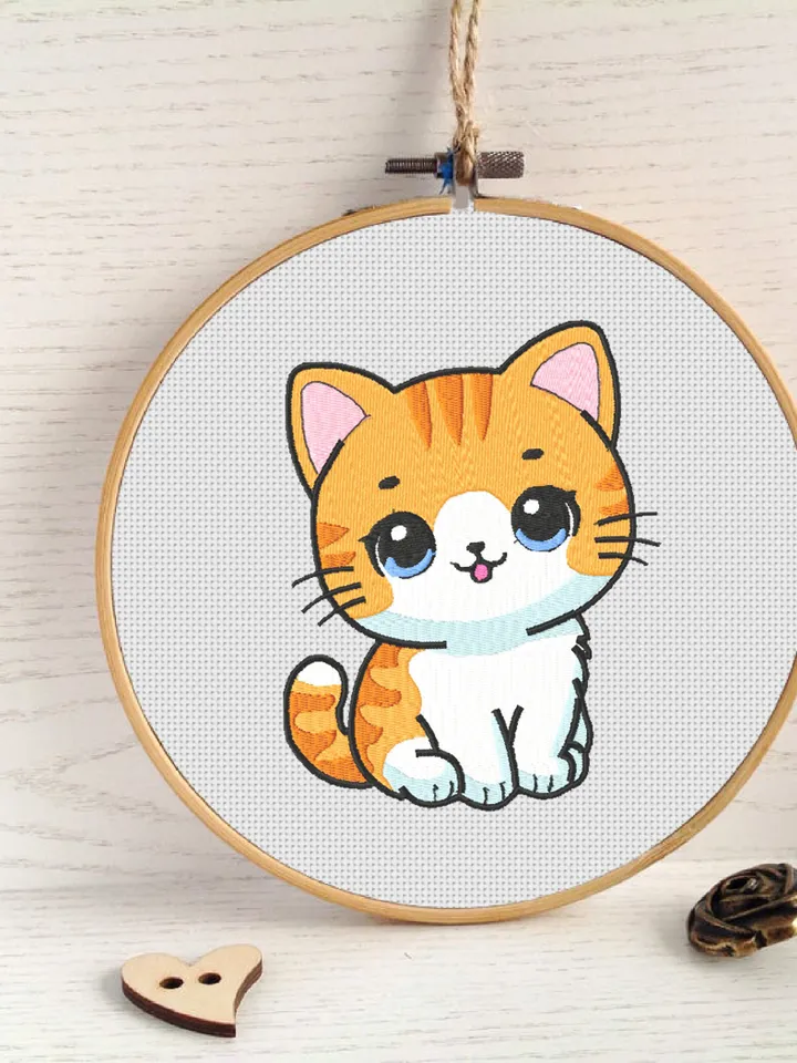 Cat embroidery designs Machine embroidery pattern 5 size, Embroidery files cat, Cute kitty for baby embroidery, Cat lover gift #R25