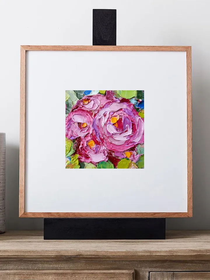 Peony Painting Flowers Original Art Impasto Painting Flower Peonies Small Flowers Wall Art by ArtProkopaloSv