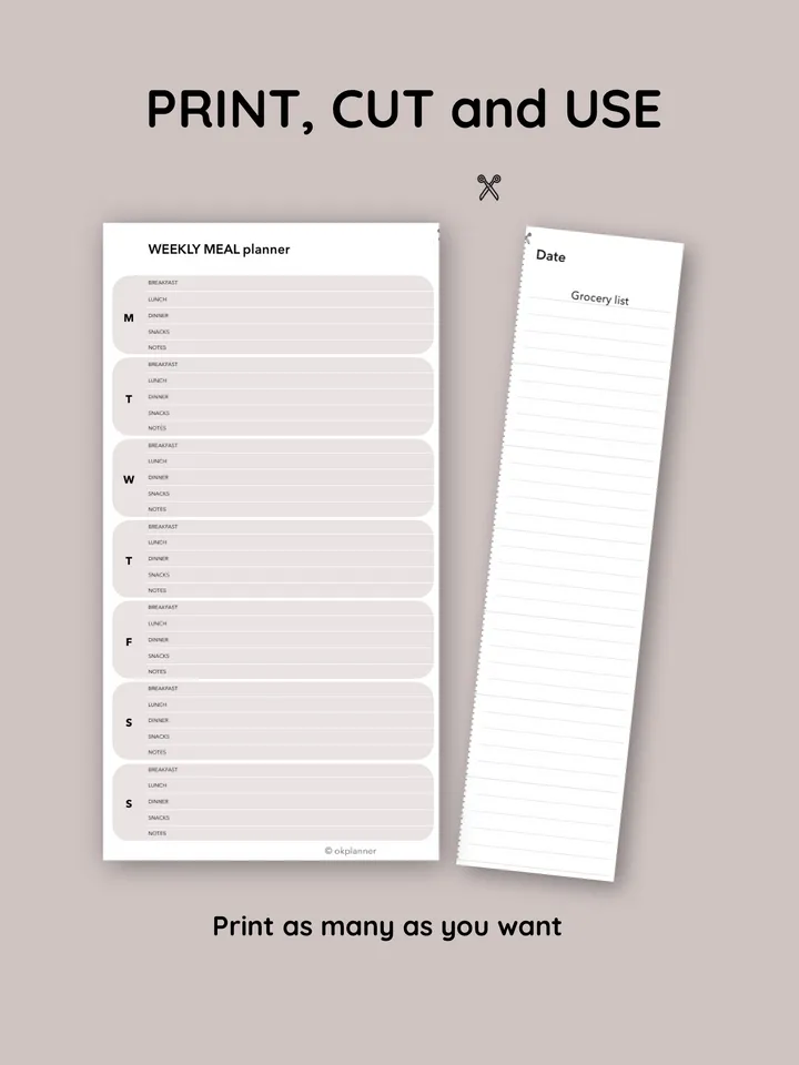 Weekyl meal planner. Grocery list. Family budget. Weekly menu. Menu planner sheet. Household planner.