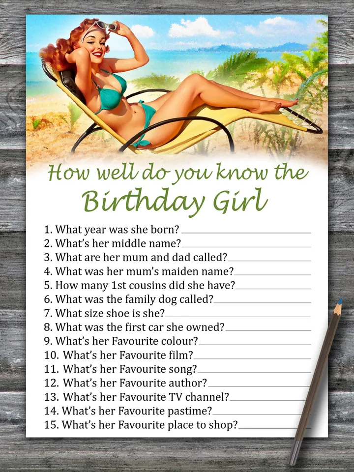 Pin up How well do you know the birthday girl,Adult Birthday party game printable-fun games for her-Instant download