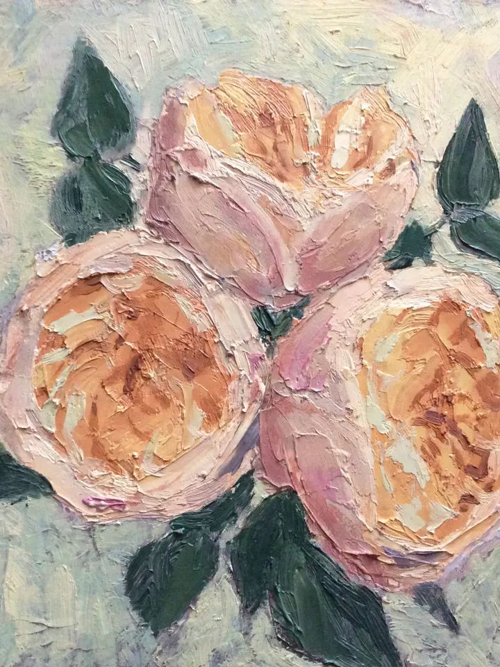 "Roses" oil small impasto painting flower stilllife original wall art picture artwork floral