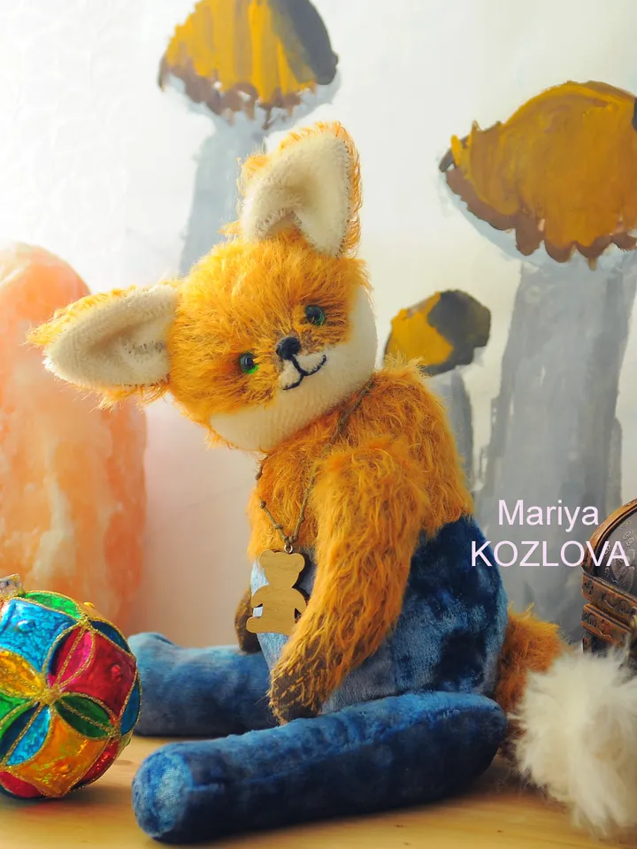 DIY Funny Fox in Pants PDF Pattern for 14" (36 cm) fully jointed stuffed toy teddy friend orange fox sewing pattern pdf