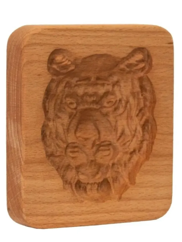 Tiger Embossed cookie mold, cookie cutter, wooden mold, Wooden stamp stamp for gingerbread cookies springerle stamp