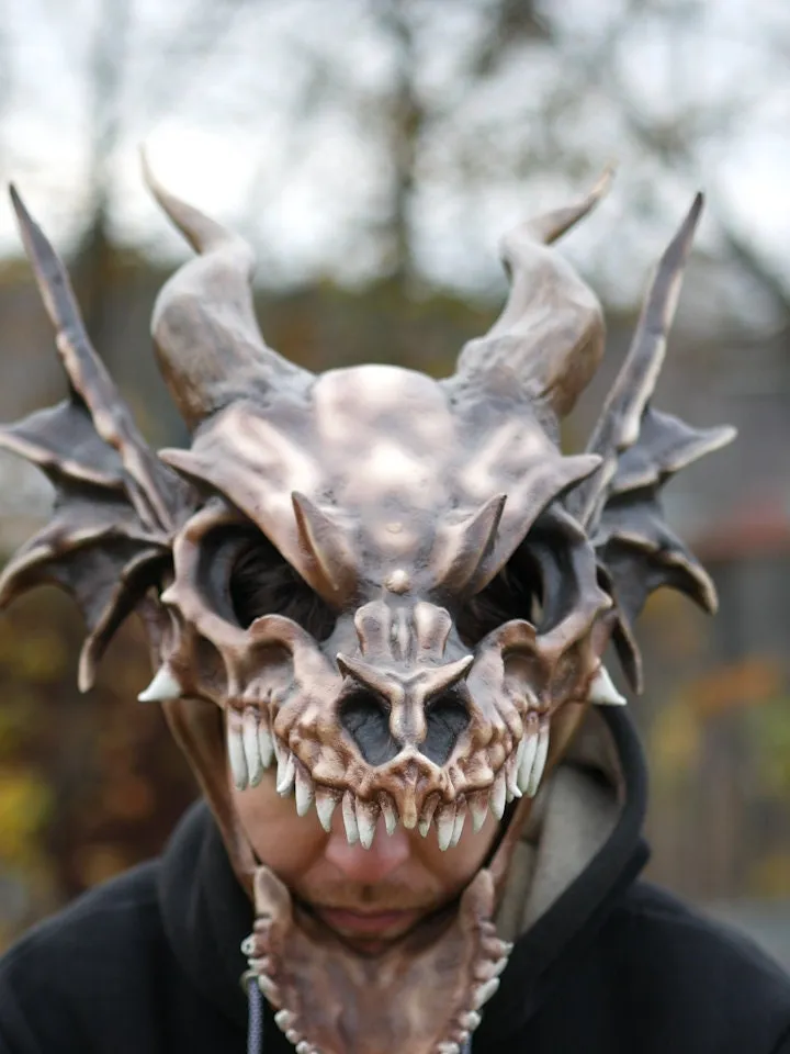 Dragon skull Mask, Dragon Mask, pagan headdress, ritual mask, fantasy dragon, dragon costume, shamanic mask, pagan mask