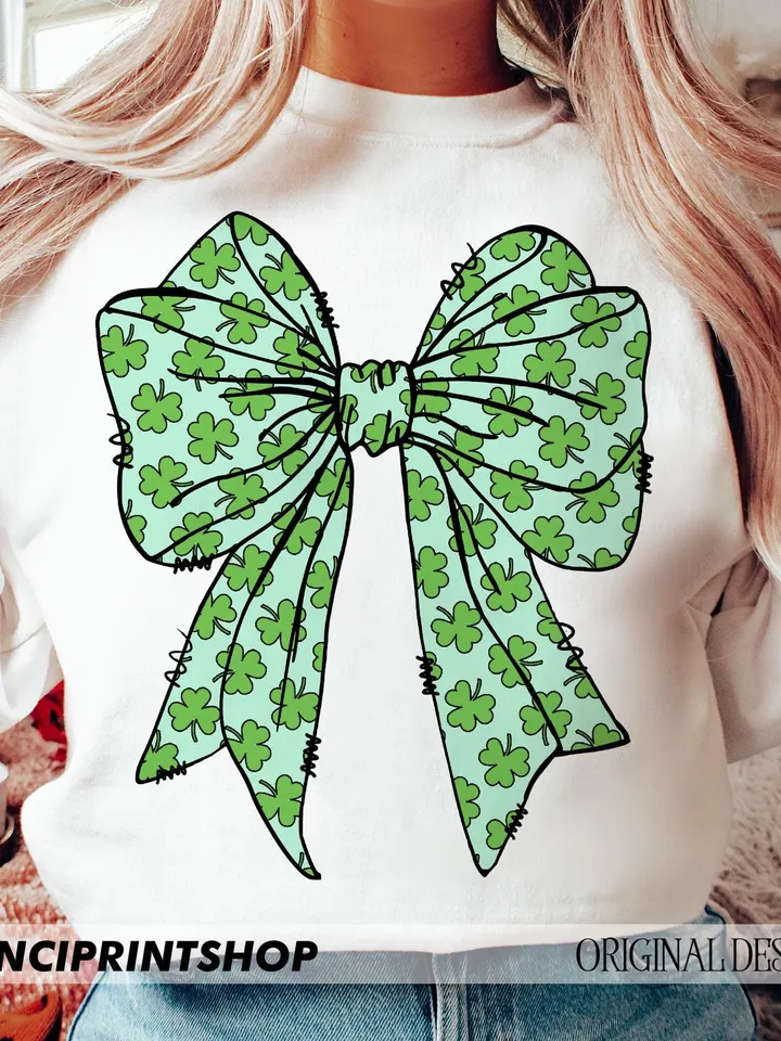 Coquette Bow Shamrock Png, St Patricks Day png, St Patricks Bow png, St patricks Gift, Lucky Shamrock png, St Patricks Design png, Irish png
