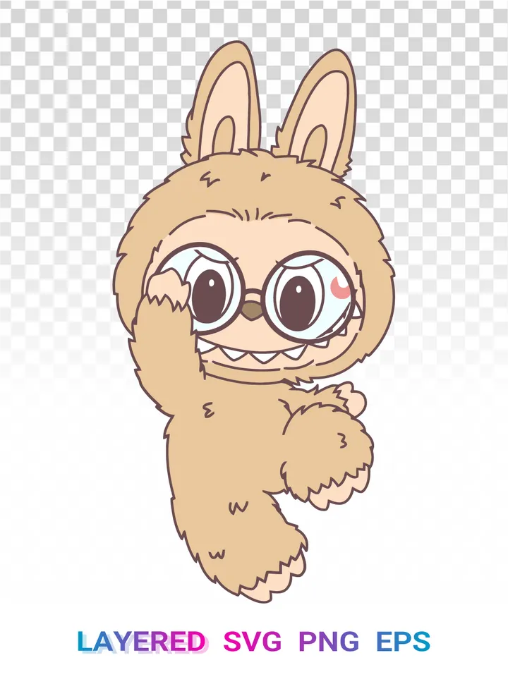 Labubu Glasses SVG PNG, The Monsters Layered Cartoon Clipart, Cricut