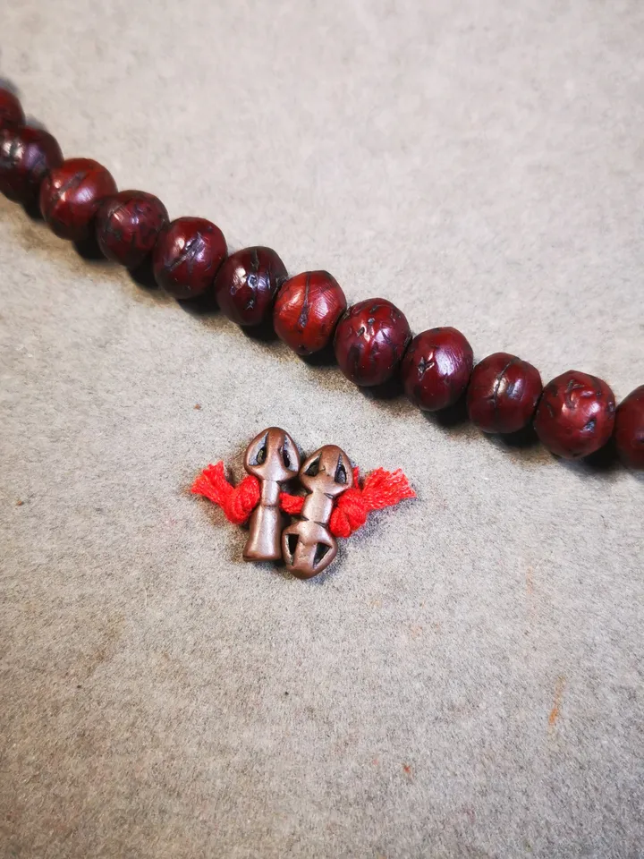 Gandhanra Handmade Tibetan Amulet Pendant,Mini Vajra and Dorje Bell, Mala Marker Bead Accessories, Made of Brass