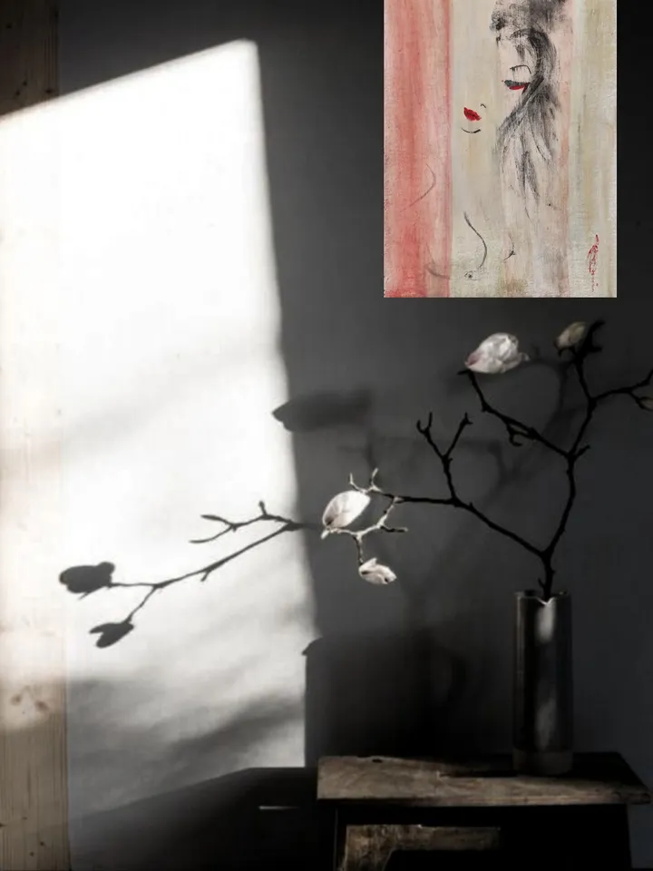 Naked woman painting Original art Wabisabi interior