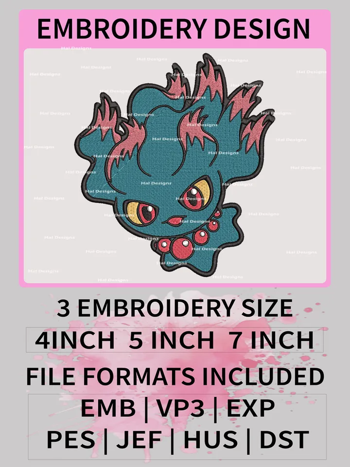 Pokemon Misdreavus Embroidery Design, Pokemon Dmbroidery, Anime Design, Embroidery file, Digital download