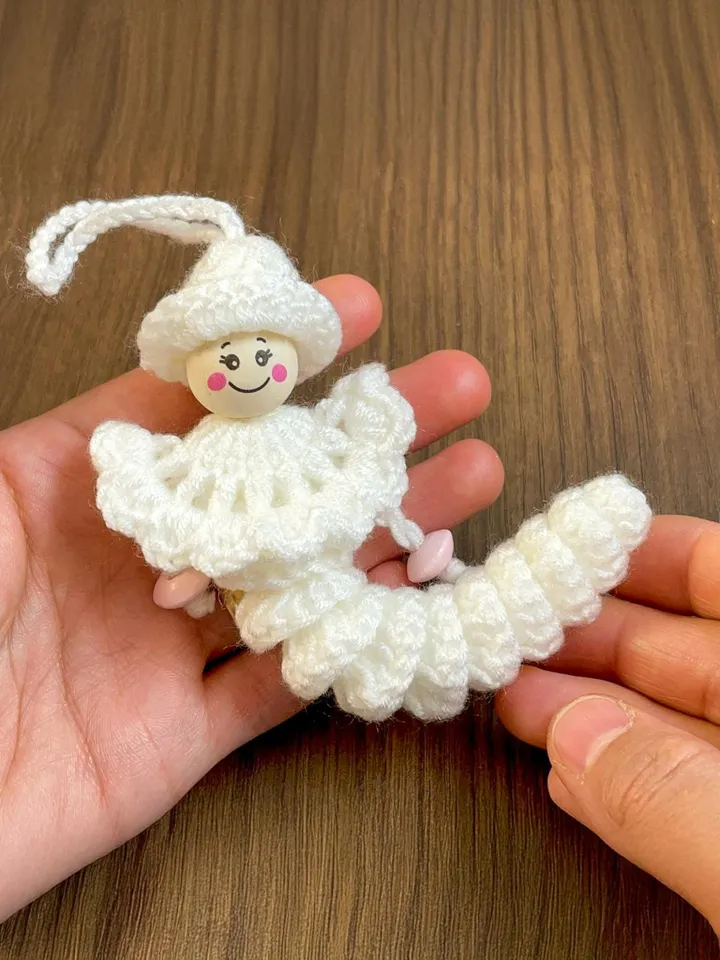 Crochet Caterpillar Angel Keychain PDF Pattern, Amigurumi Bug with Hat & Cape, Cute Guardian Angel Ornament DIY, Handmade Keychain Gift