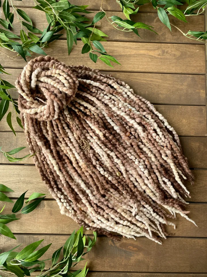 Brown and Blonde Wool De dreadlocks available and ready to ship 🤎