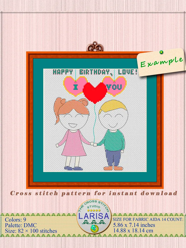 Happy Birthday Love Cross Stitch Pattern