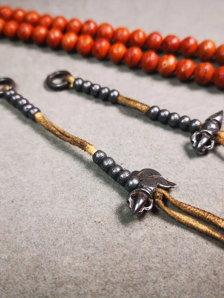 Gandhanra Handmade Tibetan Buddhist Mala Counters,Prayer Bead Counters,with Kartika and Kila Pendant,Made of  Cold Iron