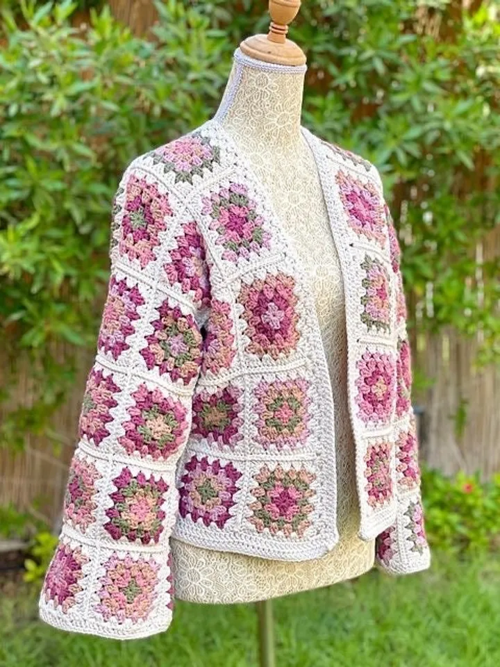 Crochet pattern cardigan , granny squares cardigan crochet pattern , easy cardigan pdf size XS - 4 XL