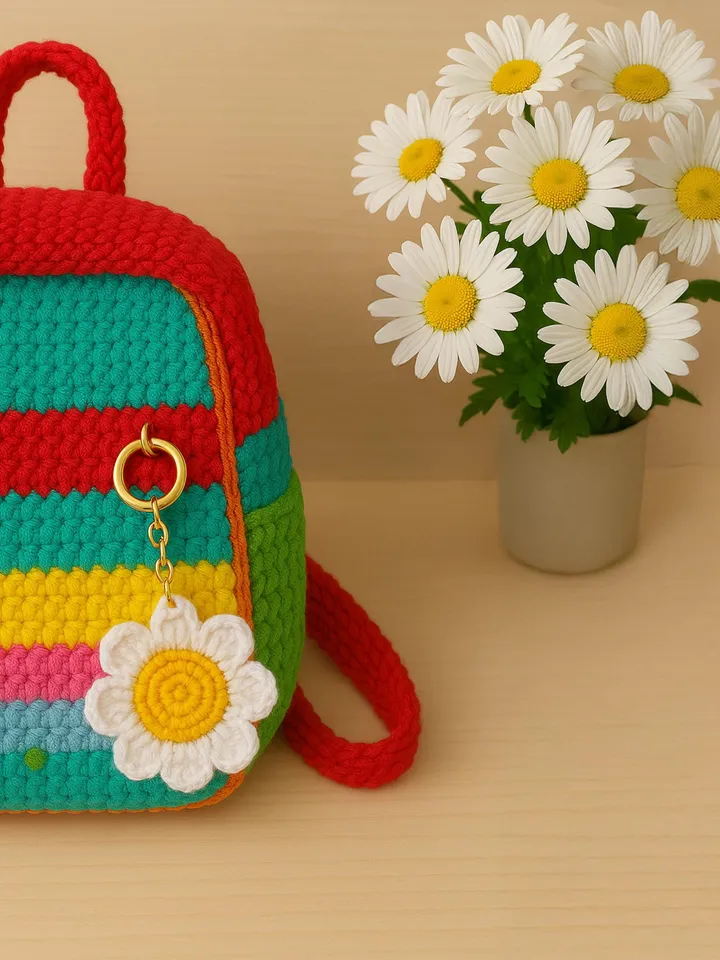 Crochet Daisy Keychain Pattern, Easy PDF Tutorial for Beginners, Create a Flower Key Holder Gift for Friends & Family