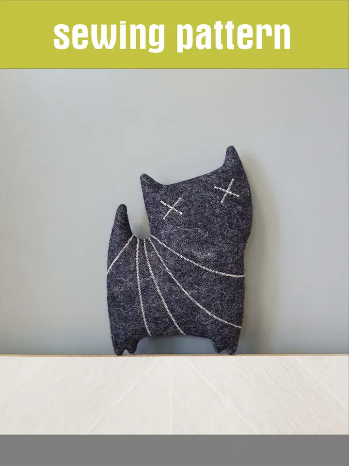Black Cat pattern Pdf for sewing halloween doll Zombie of felt, stuffed animal diy