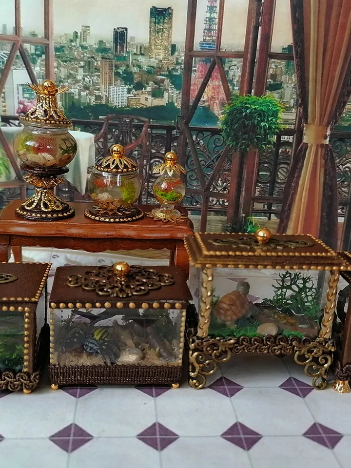 Terrarium with a hamster. Hamster cage. Puppet miniature.1:12 scale.
