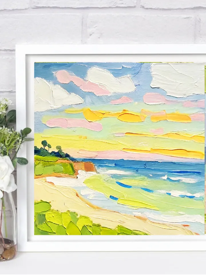 Seascape Painting Carmel Beach Original Art Monterey Abstract landscape Impasto Oil Painting Gift by ArtProkopaloSv
