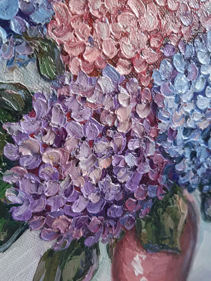 Hydrangea oil painting Flower original art Palette painting