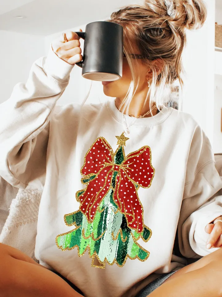 Colorful Coquette Glitter Christmas Tree Png, Girly Christmas Tree Design, Christmas Coquette Bow Dalmantian Dots Png, Kidsds brushstroke 8