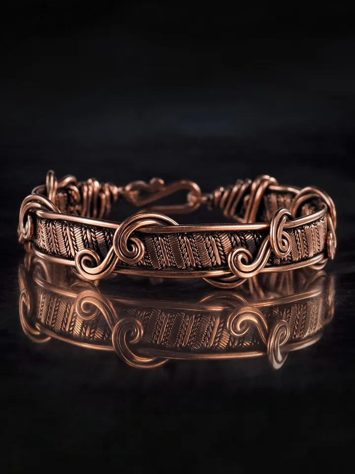 Copper wire wrapped bracelet for woman 7th Anniversary gift Small size bracelet