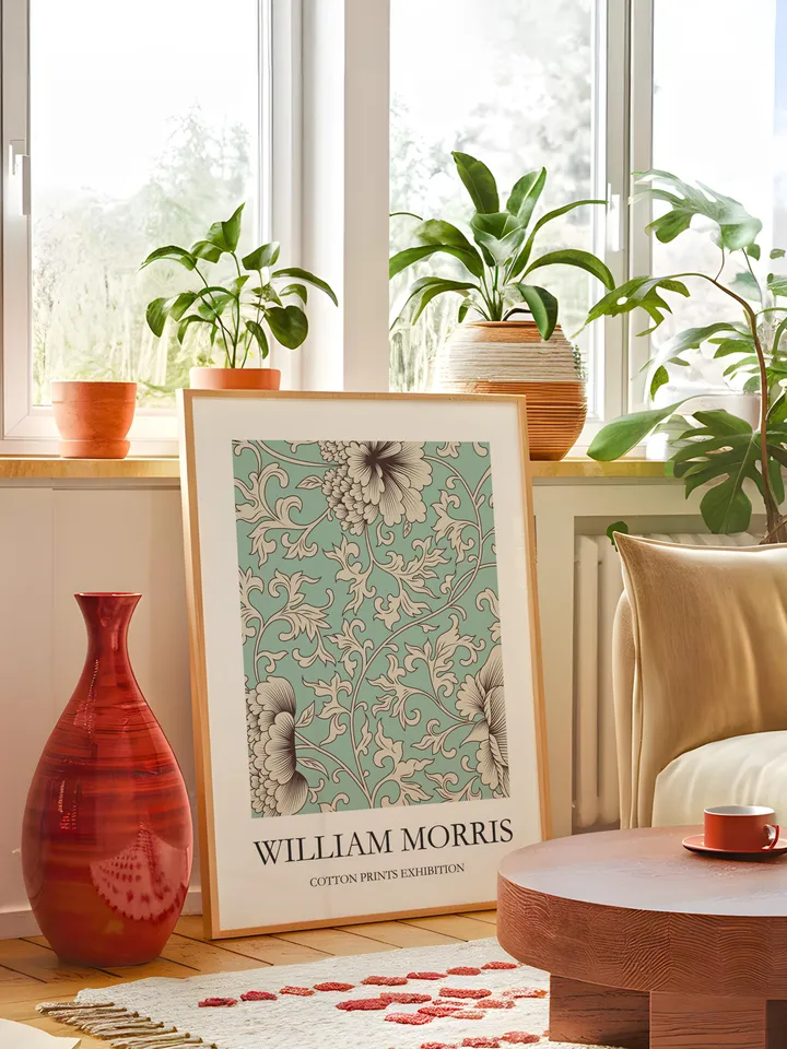 William Morris Style Wall Art Print Vintage Textile Poster Museum Inspired Design Home Decor Interior Pattern Digital Download Gift